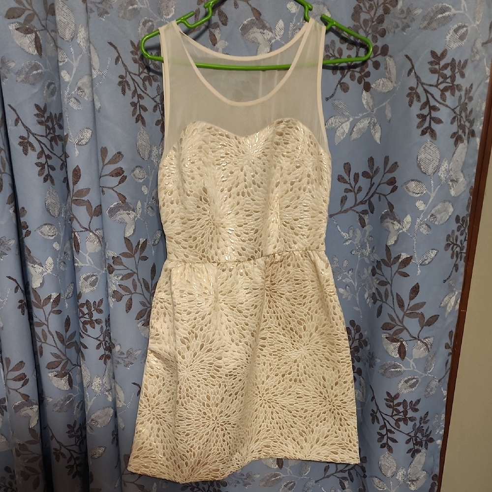 Elle Creme And Gold Mini Dress
